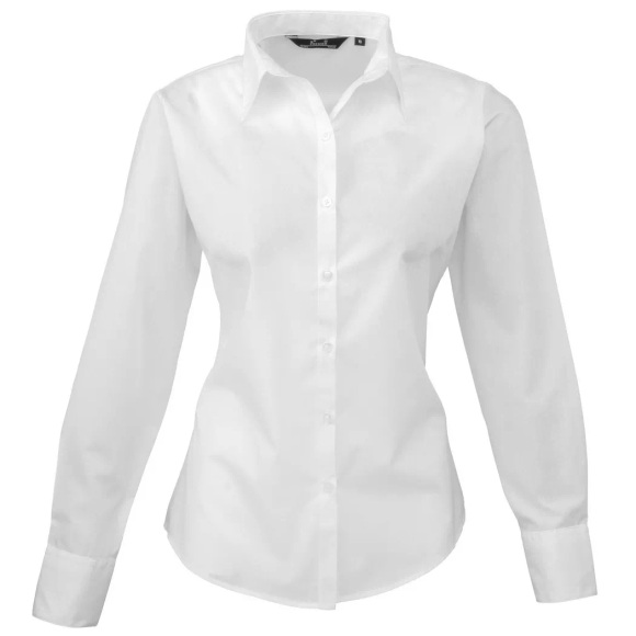 Popeline Bluse Arbeitshemd, Langärmlig Damen Weiss 36