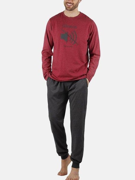 Pyjama Hausanzug Hose Und Oberteil Silence Herren Bordeaux S