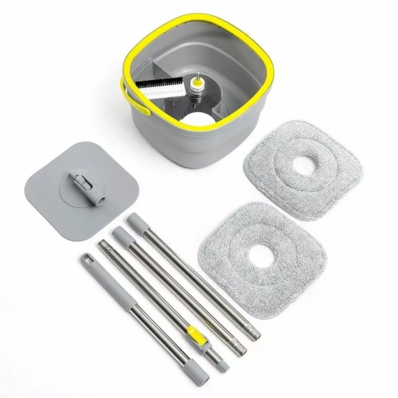InnovaGoods - Selbstreinigender Mopp mit Wasserabscheider-Eimer, One Size, Taubengrau