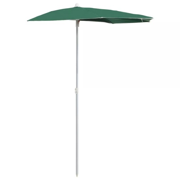 vidaXL Halb-Sonnenschirm mit Mast 180x90 cm Grün