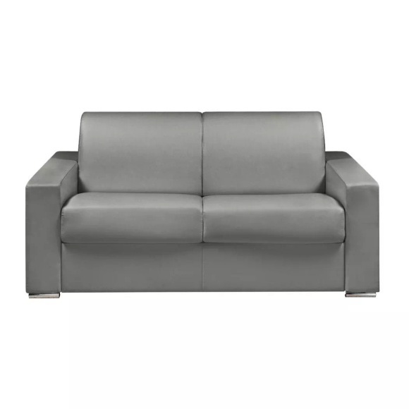 LINEA SOFA - Schlafsofa mit Matratze 2-Sitzer Kunstleder - Grau - Liegefläche mit Lattenrost: 120 cm - Matratzenhöhe: 14 cm mit Memory Schaum - CALITO, One Size