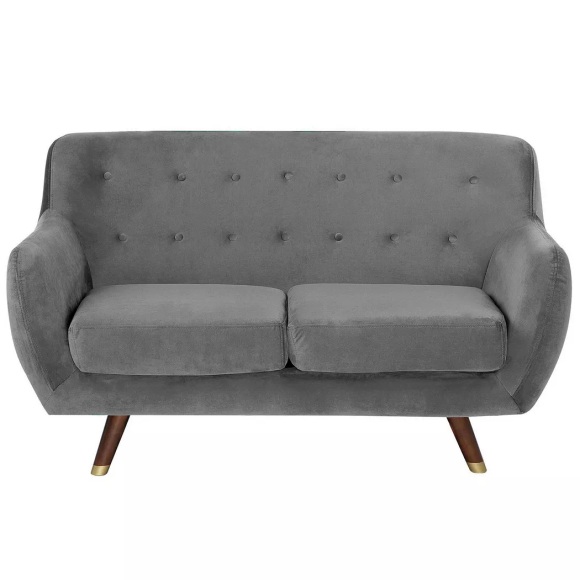 Beliani 2-Sitzer Sofa Samtstoff grau BODO