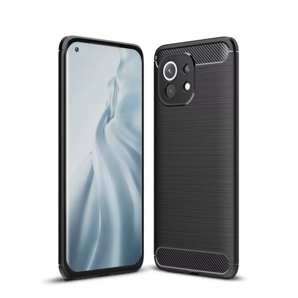 Xiaomi Mi 11 - Metall Carbon Look Gummi Hülle