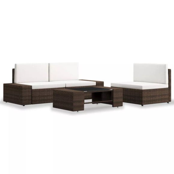 4-tlg. Garten-Lounge-Set Poly Rattan Braun