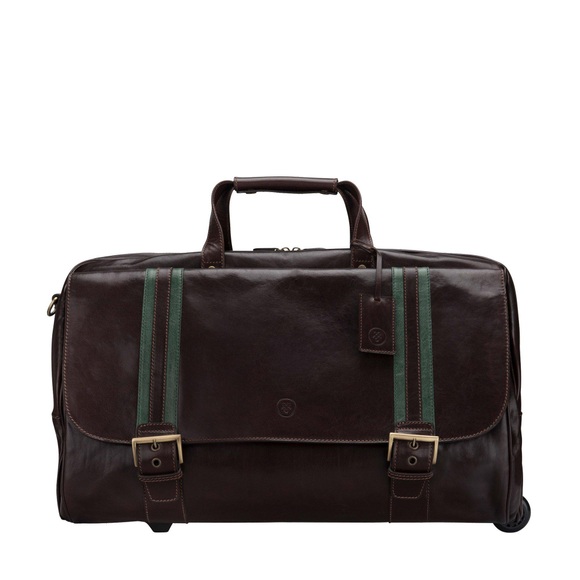 Maxwell Scott Dino - Leder Trolley-Reisetasche in Dunkelbraun