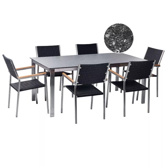 Gartentisch Set aus Sicherheitsglas Modern COSOLETOGROSSETO Gartentisch Set aus Sicherheitsglas Modern COSOLETOGROSSETO