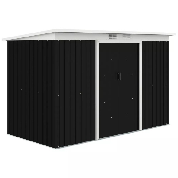 Northio - Gerätehaus, Gartenhaus, Geräteschuppen mit Schiebetür, Lüftungsfenster, Pultdach, Outdoor, Stahl, Dunkelgrau, 280 x 130 172 cm, One Size
