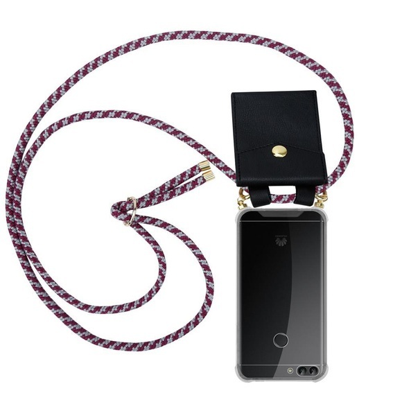 Handy Kette für Huawei P SMART 2018 Enjoy 7S Silikon mit Gold Ringen