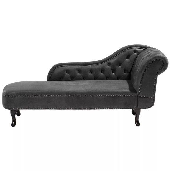 Beliani Chaiselongue Kunstwildleder dunkelgrau rechtsseitig NIMES
