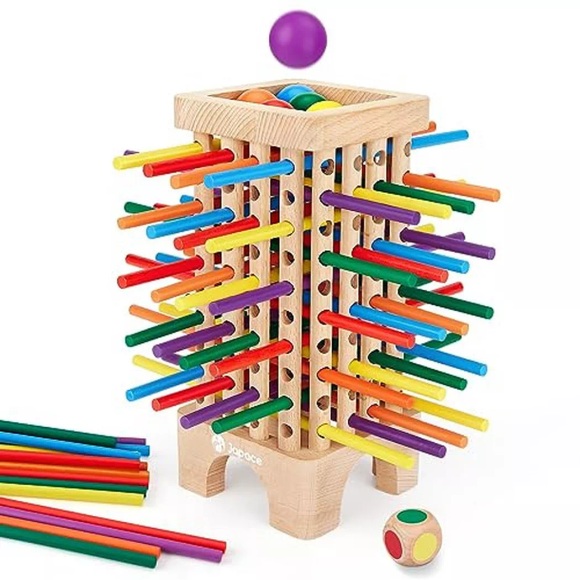 Activity-board - Brettspiel aus Holz, 42 Teile Bunte Holzstäbchen Würfelspiel Mathematik Lernspielzeug, One Size, Multicolor