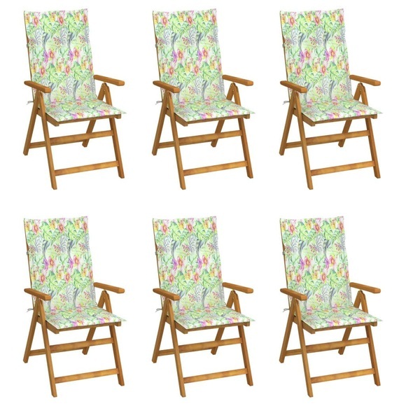 vidaXL Klappbare Gartenstühle 6 Stk. mit Auflagen Massivholz Akazie