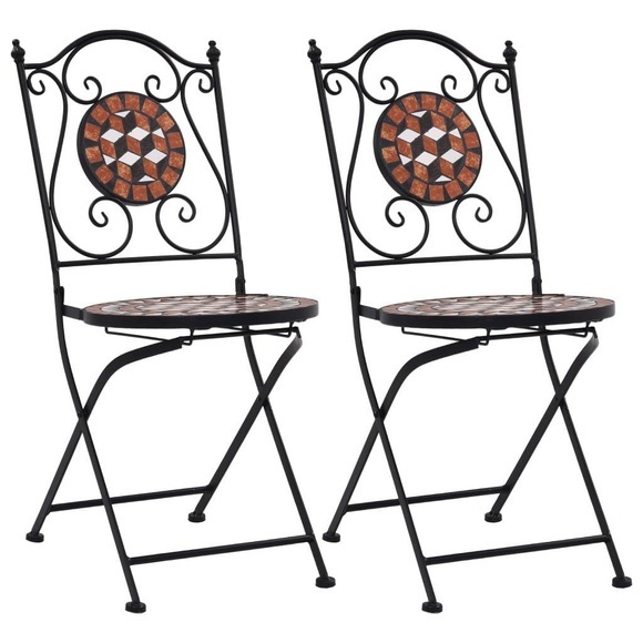 vidaXL Mosaik-Bistrostühle 2 Stk. Braun Keramik