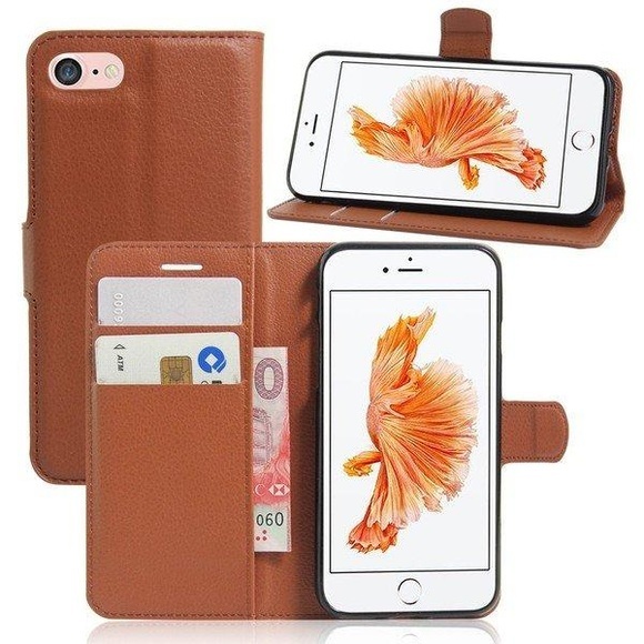 iPhone 8 / 7 - Leder Tasche Etui Hülle Karten Fächer