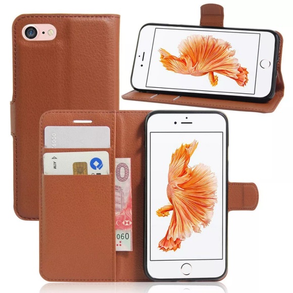 iPhone 8 / 7 - Leder Tasche Etui Hülle Karten Fächer