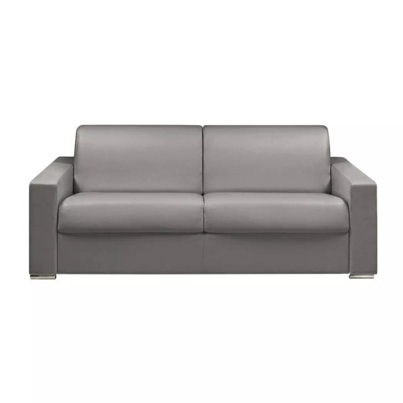 LINEA SOFA - Schlafsofa mit Matratze 4-Sitzer Kunstleder - Grau - Liegefläche mit Lattenrost: 160 cm - Matratzenhöhe: 16 cm mit Memory Schaum - CALITO, One Size