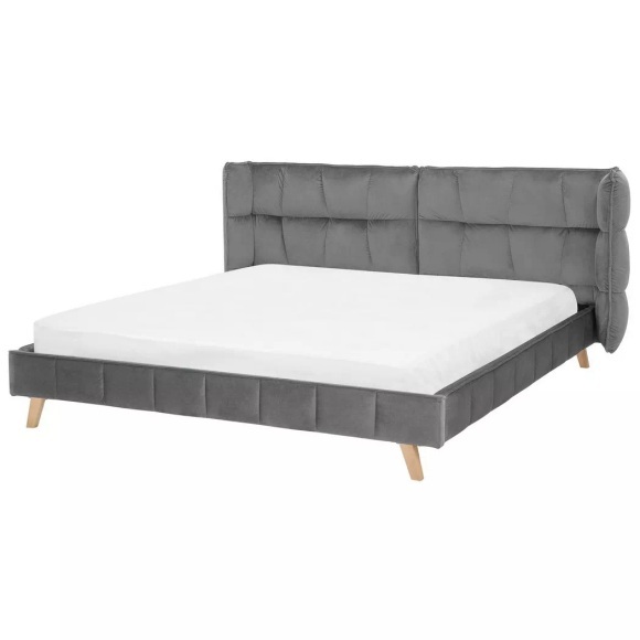 Bett mit Lattenrost aus Samtstoff Retro SENLIS Bett mit Lattenrost aus Samtstoff Retro SENLIS