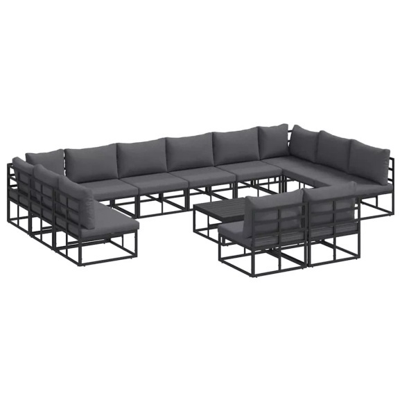 VidaXL - Garten-sofa aluminium, One Size, Schwarz
