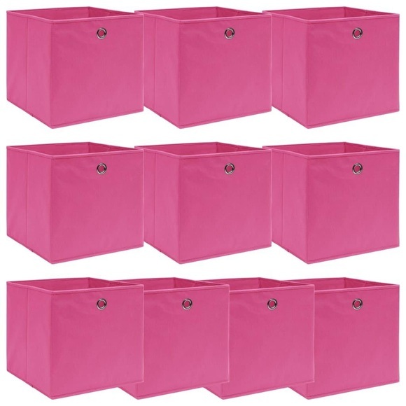 vidaXL Aufbewahrungsboxen 10 Stk. Rosa 32×32×32 cm Stoff