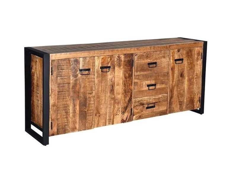 Sideboard HARLEM Mangoholz Metall 3 Türen 3 Schubladen Sideboard HARLEM Mangoholz Metall 3 Türen 3 Schubladen