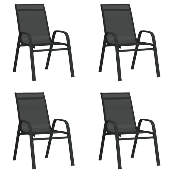 vidaXL Stapelbare Gartenstühle 4 Stk. Schwarz Textilene