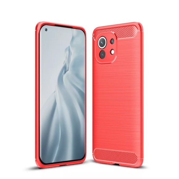 Xiaomi Mi 11 - Metall Carbon Look Gummi Hülle