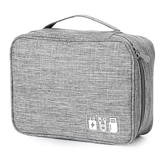 Only-bags.store - Kabeltasche Universal Travel Cable Organizer Bag Cubes Case, 2 Layer Waterproof Adjustable für Handy-Ladekabel, Powerbank, USB-Sticks, SD-Karten, 11, Grau