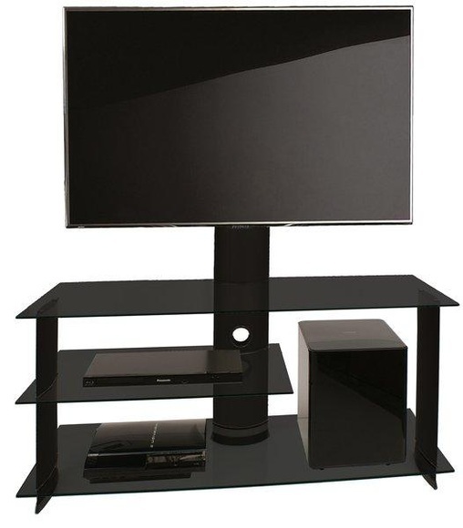 TV Möbel Fernsehschrank Rack Fernseh Subwoofer Alu Glas Tisch Bulmo Schwarz TV Möbel Fernsehschrank Rack Fernseh Subwoofer Alu Glas Tisch Bulmo Schwarz