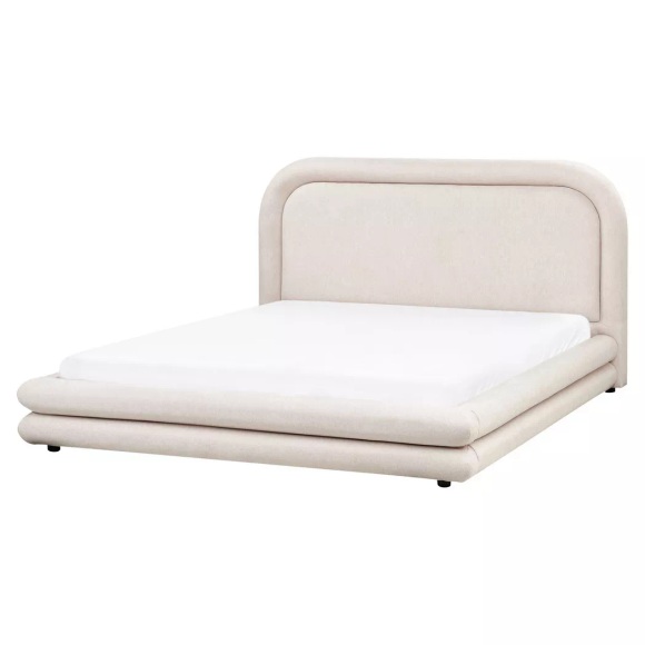 Beliani - Bett mit Lattenrost aus Kunstleinen Minimalistisch LAVARDENS, 160X200CM