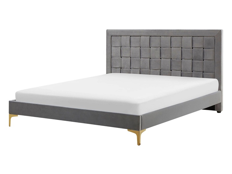 Bett mit Lattenrost aus Samtstoff Modern LIMOUX Bett mit Lattenrost aus Samtstoff Modern LIMOUX