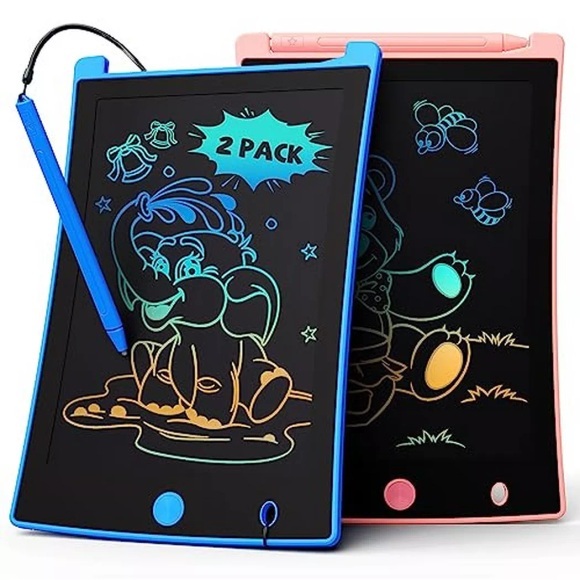 2 Stück Lcd-schreibtafel Kinder Zeichenbrett Bildschirm Umweltfreundliche Bunte Zeichenbrett Magische Tafel Mit Lanyard, Pädagogisches Spielzeug Unisex Blau