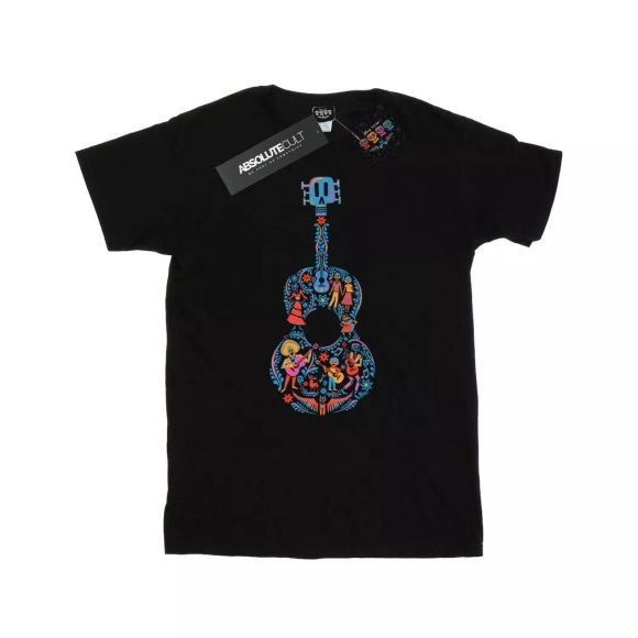 Coco Guitar Pattern Tshirt Herren Schwarz L