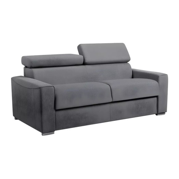LINEA SOFA - Schlafsofa 3-Sitzer - Liegefläche: 140 cm - Matratzenhöhe: 22 cm mit Memory Schaum - Stoff - Grau - VIZIR, One Size