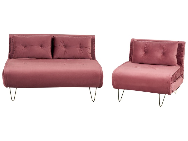 Wohnzimmer Set aus Samtstoff Glamourös VESTFOLD Wohnzimmer Set aus Samtstoff Glamourös VESTFOLD