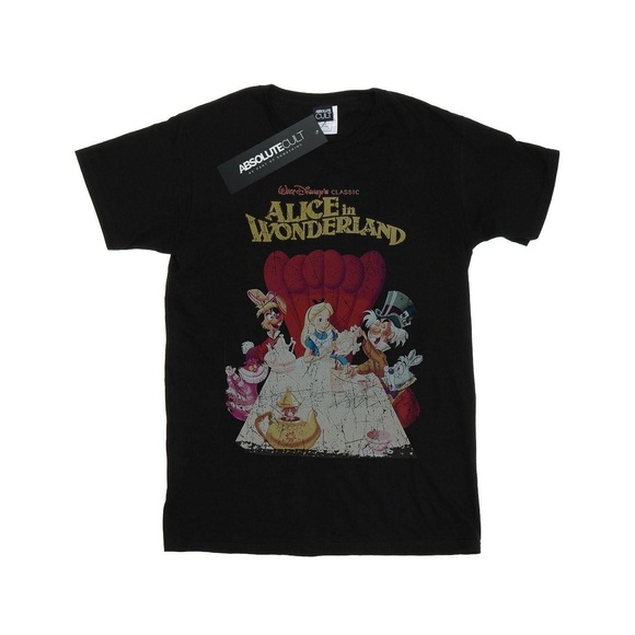 Alice In Wonderland Retro Poster Tshirt Unisex Schwarz 140/146