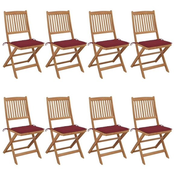 vidaXL Klappbare Gartenstühle 8 Stk. mit Kissen Massivholz Akazie