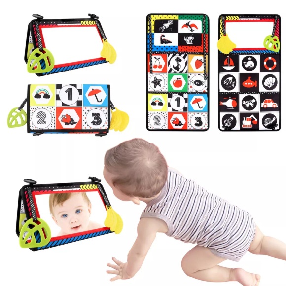 Activity-board - Baby-Spiegel-Spielzeug, faltbares Baby-Bauchspielzeug Baby-Geschenke, One Size, Multicolor