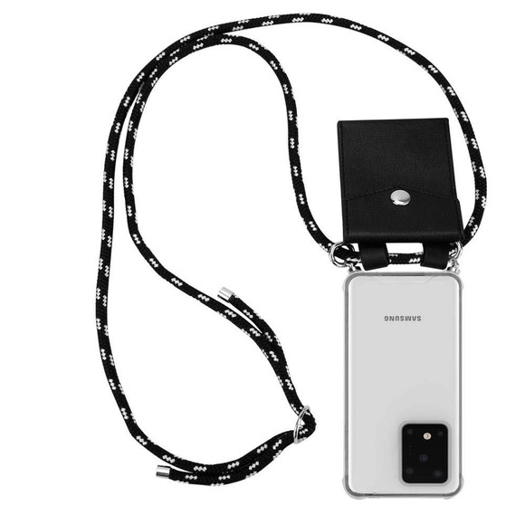 Handy Kette für Samsung Galaxy S20 ULTRA Silikon mit Silbernen Ringen