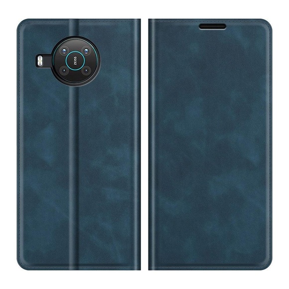 Nokia X20 - Seidige Stand Flip Case Hülle dunkelblau