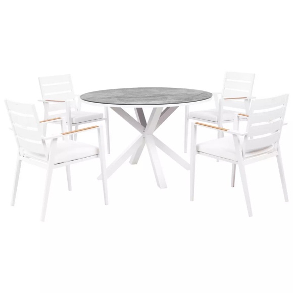 Beliani - Gartentisch Set aus Aluminium Modern MALETTO/TAVIANO, One Size, Spacegrau
