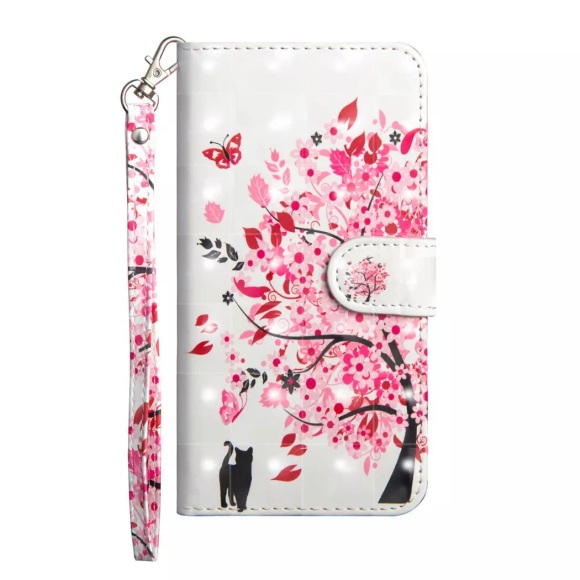 iPhone 8 / 7- Etui Ledertasche Baum Glitzer Effekt