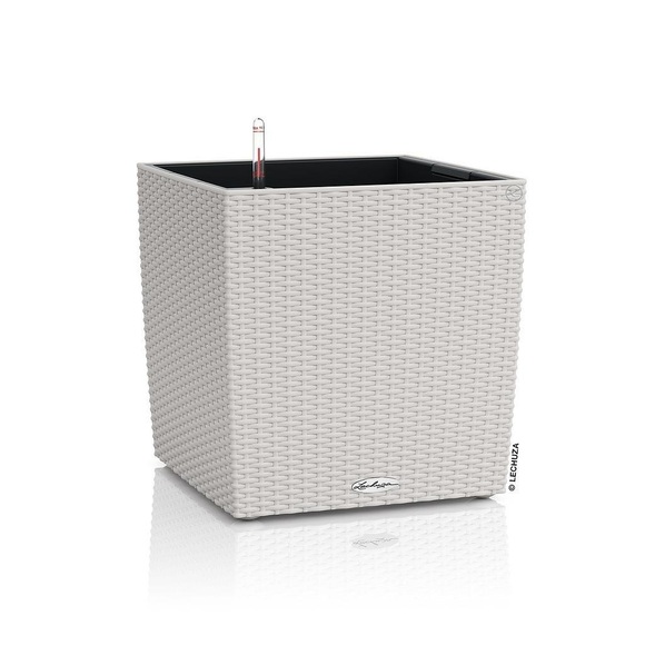 Lechuza - Blumenkasten mit Integriertem Bewässerungssystem Cube Cottage 40 - Lichtgrau