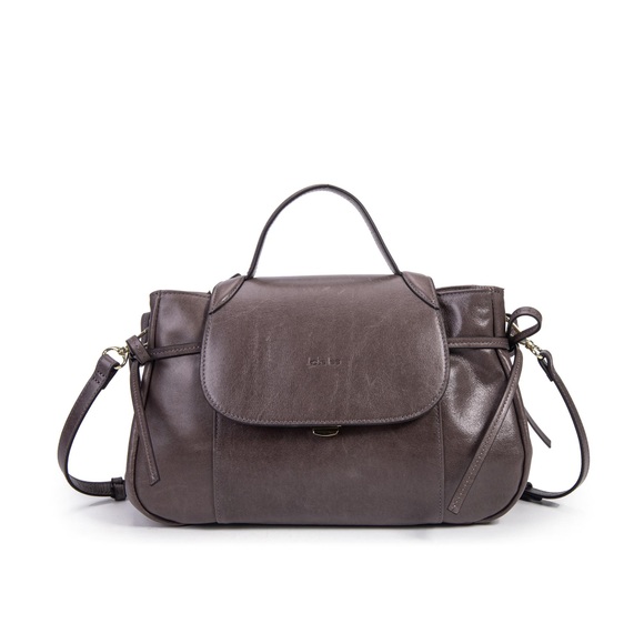 Einkaufstasche Mini India Mit Griff Aus Em Glanzleder Damen Grau ONE SIZE