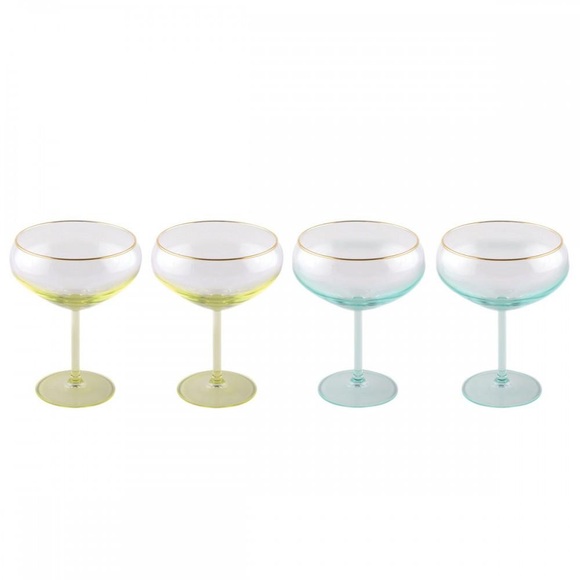 Eisbecher mit em und gelbem Fuß - Set von 4 Eisbecher mit em und gelbem Fuß - Set von 4