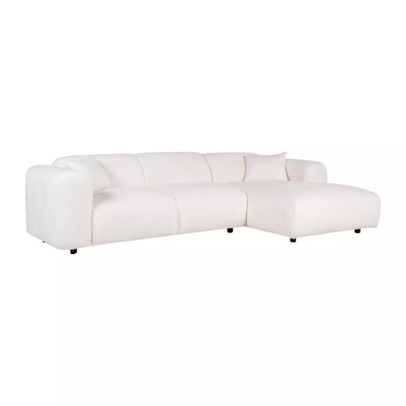 Großer Ecksofa - Ecke rechts - Bouclé-Stoff - Weiß - POGNI Großer Ecksofa - Ecke rechts - Bouclé-Stoff - Weiß - POGNI