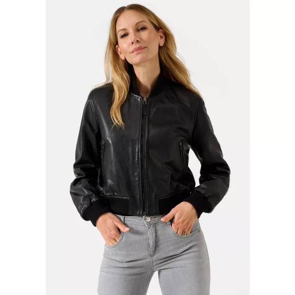 RICANO - Lederjacke Brasil, Cropped Bomberjacke, XL, Schwarz /