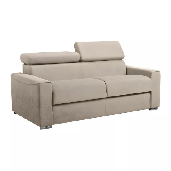 LINEA SOFA - Schlafsofa 3-Sitzer - Liegefläche: 140 cm - Matratzenhöhe: 22 cm mit Memory Schaum - Stoff - Beige - VIZIR, One Size