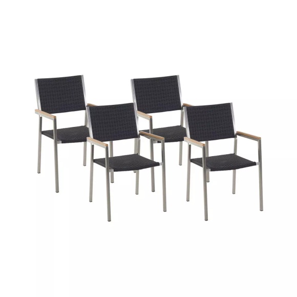Set mit 4 Stühlen aus PE Rattan Modern GROSSETO Set mit 4 Stühlen aus PE Rattan Modern GROSSETO