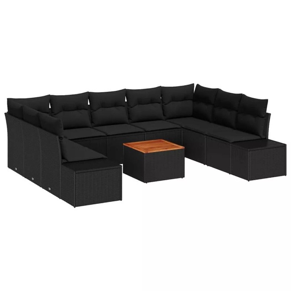 VidaXL - Garten-sofa-set poly-rattan, One Size, Schwarz