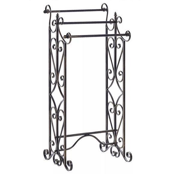 Beliani Handtuchständer Antik Optik schwarz 27 x 90 cm freistehend 3 Arme CHILLAN