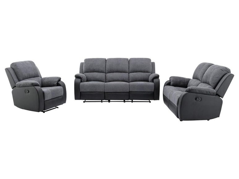 Couchgarnitur 3+2+1 - Mikrofaser & Kunstleder - Grau & Schwarz - BRODY Couchgarnitur 3+2+1 - Mikrofaser & Kunstleder - Grau & Schwarz - BRODY